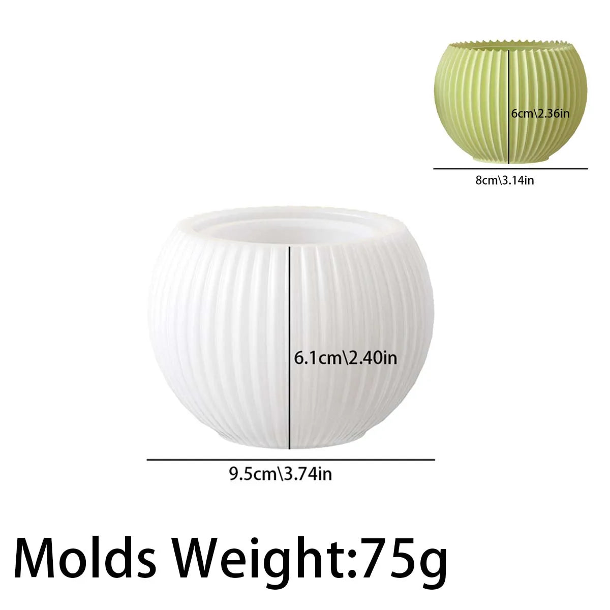 Round Striped Silicone Mold for Candle Jars, Resin & Plaster Flowerpots - DIY Casting Mold for Home Decor