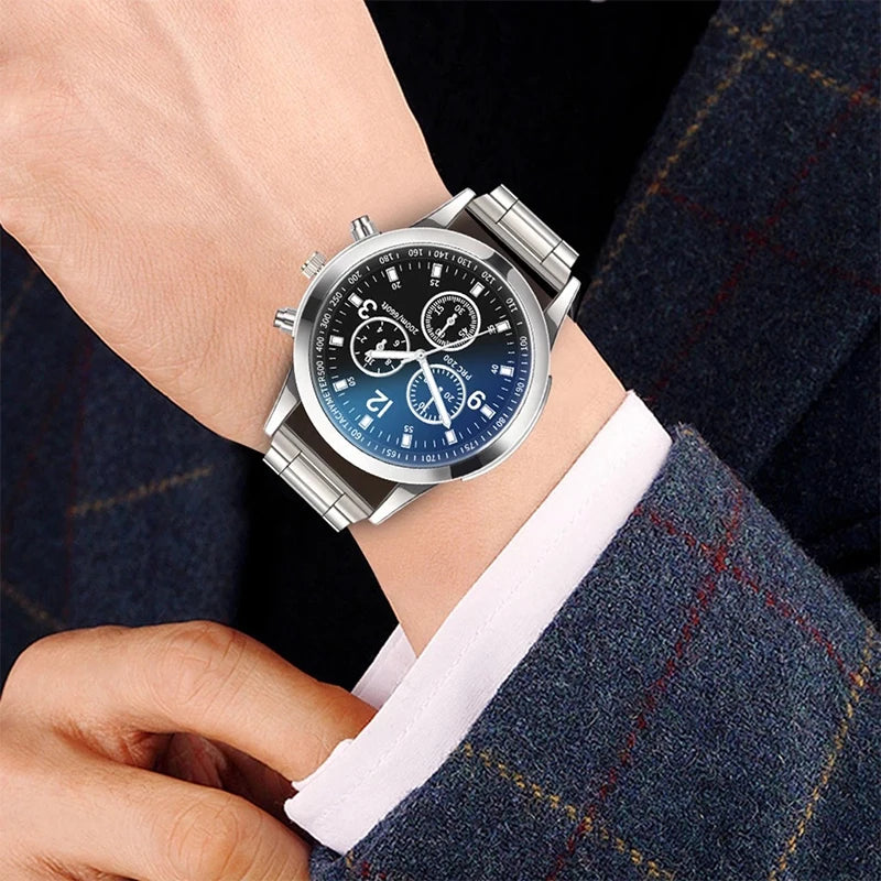 Men's Business Quartz Watch 40mm Stainless Steel Band with Bracelet (1 or 2-Pack)
