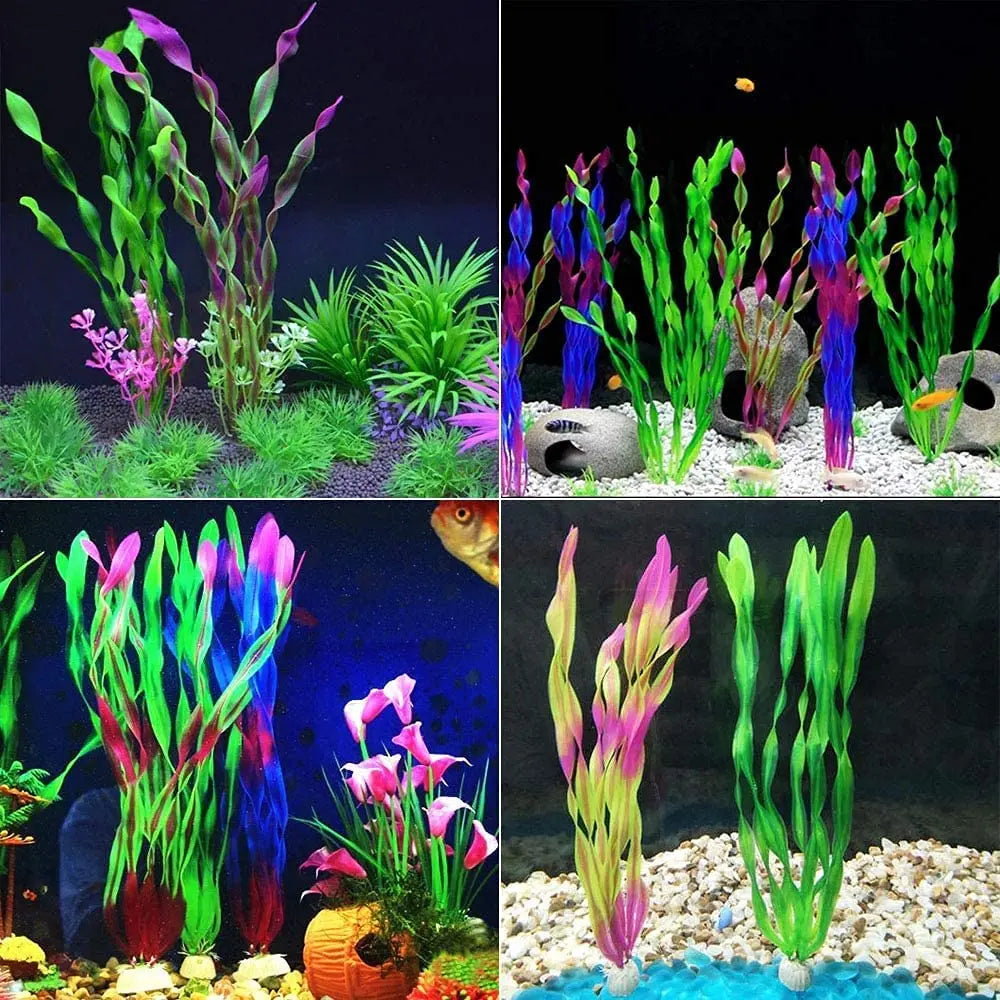 5/10-Pack Artificial Aquarium Plants - Plastic Seaweed Fish Tank Decorations, Assorted Heights 4.7-13.8 in (12-35 cm)