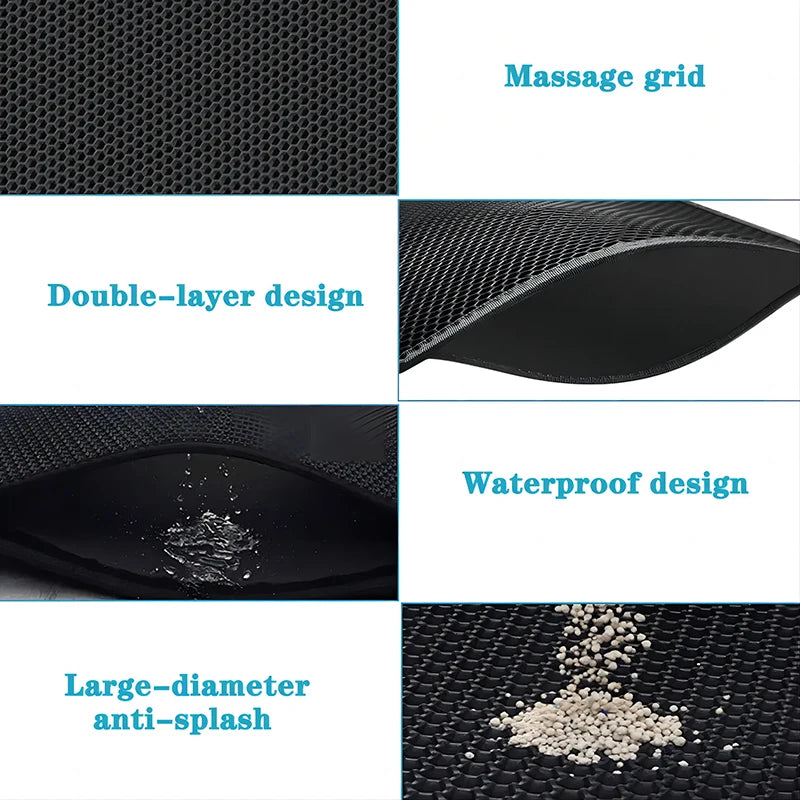 Double-Layer EVA Cat Litter Mat Waterproof Washable Non-Slip Litter Trapping Pad for Cats & Small Dogs