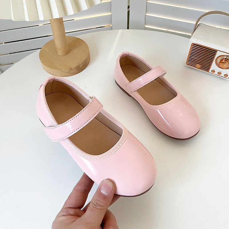Girls Princess Patent Leather Flats – Soft Flexible Anti-Slip Casual Shoes, EU 27–36