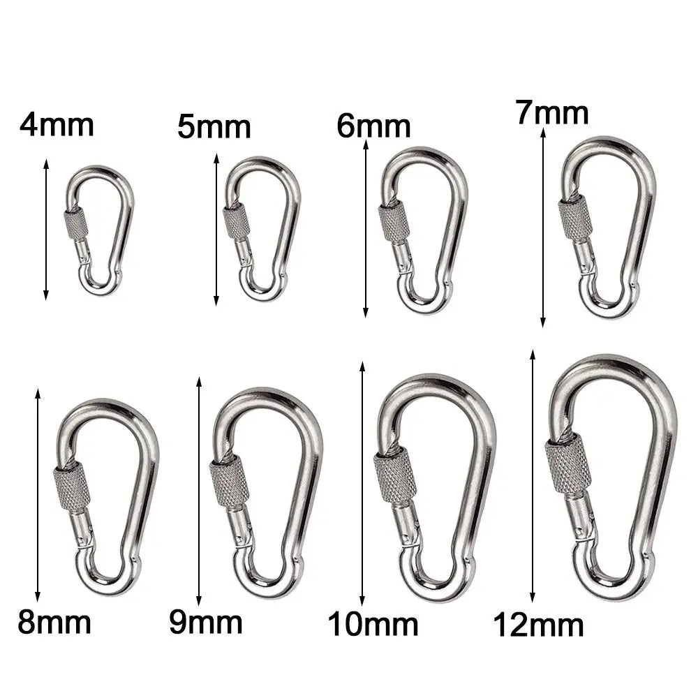 M4-M12 304 Stainless Steel Screw-Lock Quick Link Carabiner 1/2-Pack Outdoor Climbing & Camping Gear