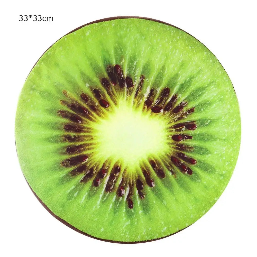 Round Fruit Print Chair Cushion 13 x 13 in (33 x 33 cm) - Memory Foam Seat Pad, Removable Washable Cover for Dining, Garden, Outdoor