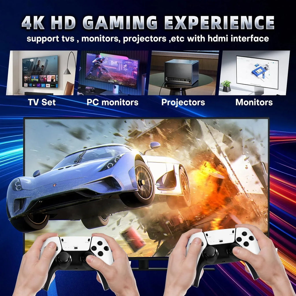128GB Retro Game Stick TV Console 4K HDMI Wireless Gamepads 50,000+ Classic Arcade Games Two-Player