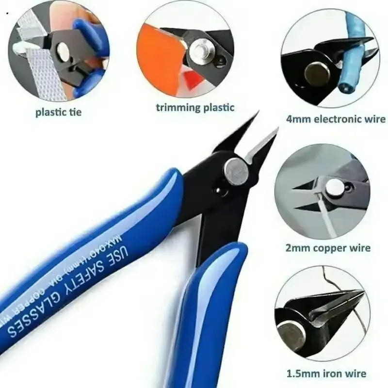 Multi-Function Flush Cut Pliers, Carbon Steel Wire & Cable Cutters for Electrical Work