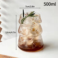 Vertical Striped Clear Glass Cup - Aesthetic Drinkware for Milk Tea, Coffee & Juice