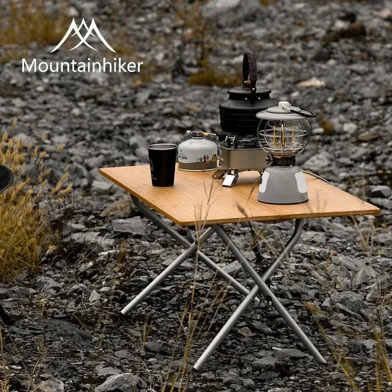 Bamboo Folding Camping Table 2- & 3-Fold Portable Picnic BBQ Table with Aluminum Frame