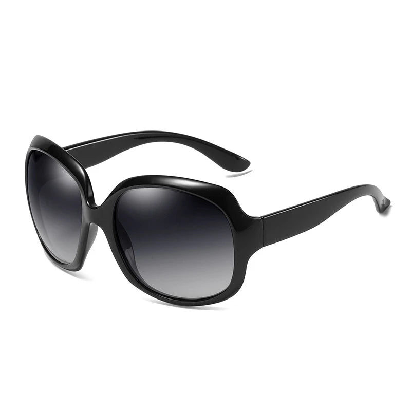 Polarized Oversized Round Sunglasses for Women - UV400 Gradient Lens, Large Plastic Frame