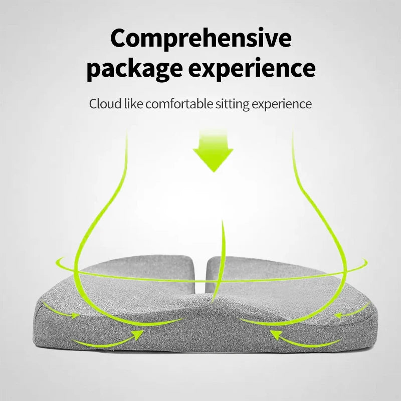 Orthopedic Memory Foam Coccyx Cushion for Tailbone & Sciatica Relief - Non-Slip Seat Pad for Office Chair and Car