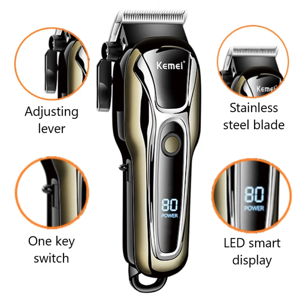 Cordless Electric Hair Trimmer – Professional Rechargeable Beard & Hair Clipper for Men