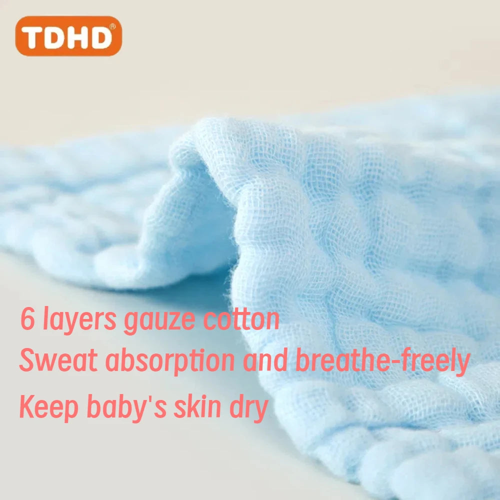 5-Pack Baby Cotton Gauze Burp Cloths, 6-Layer Absorbent Saliva Towels, Solid & Cartoon Prints, Unisex Newborn