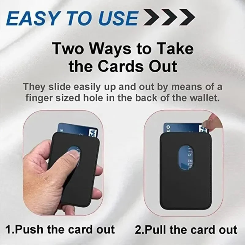 MagSafe PU Leather Magnetic Card Wallet — Slim Magnetic Card Holder for MagSafe-Compatible Smartphones