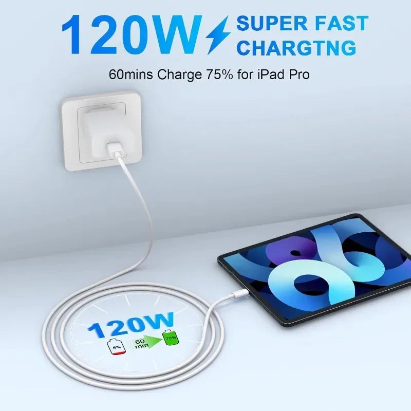 1/2/3 Pack 120W 10A USB-A to USB-C Fast Charging Cable, High-Speed Data Sync, Multiple Lengths (0.25–2 m / 9.8–78.7 in)