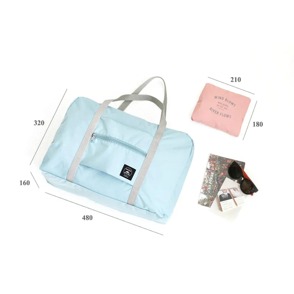 Solid Color Waterproof Foldable Travel Bag Lightweight Large Capacity Luggage Tote 18.9×12.6×6.3 in (48×32×16 cm)