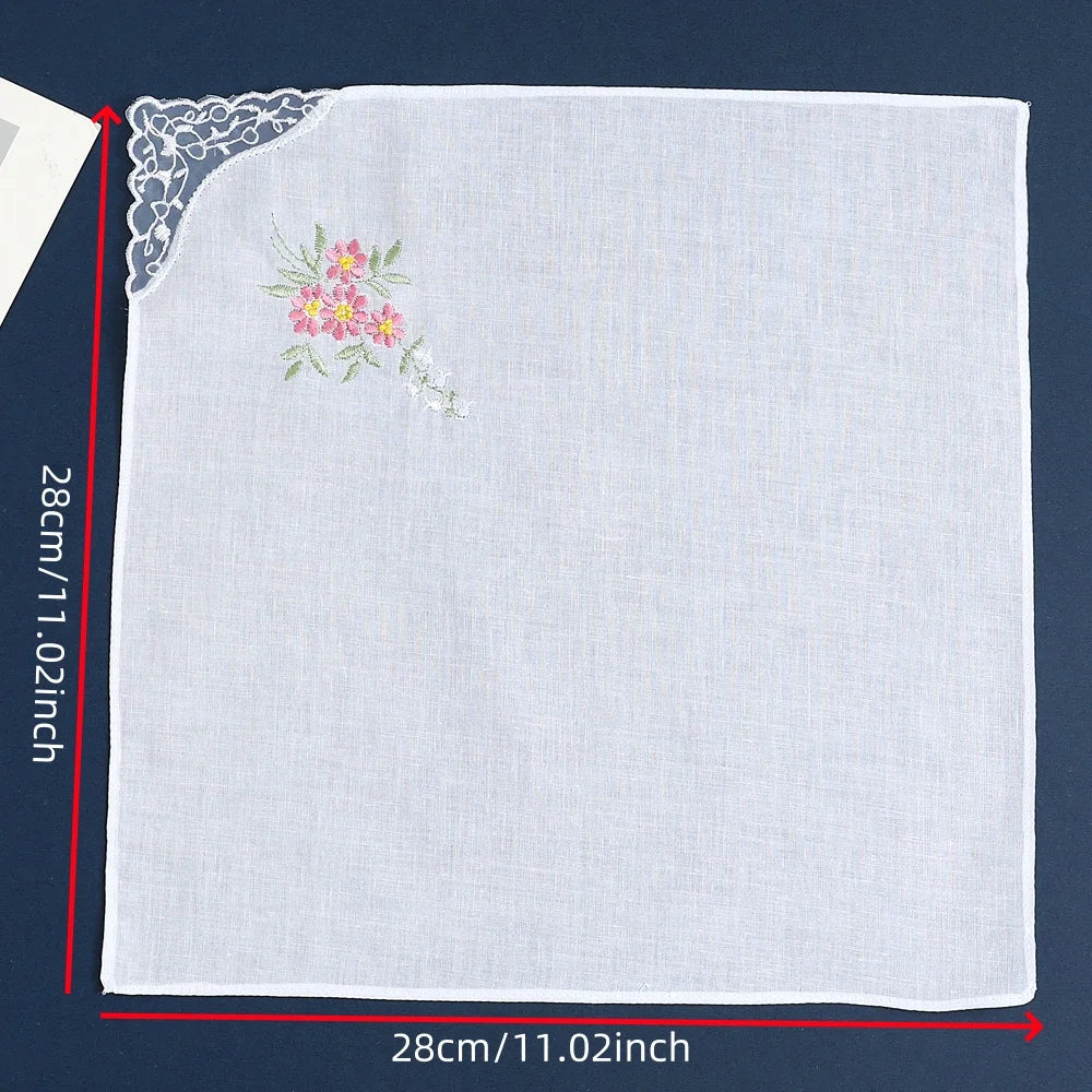 12-Pack Women's Cotton Lace Embroidered Handkerchiefs – Thin Soft Bridal & Mother's Day Gifts