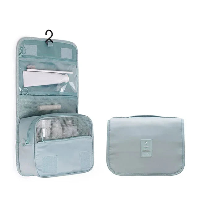 Waterproof Travel Makeup Bag with Hanging Hook – Toiletry & Cosmetic Organizer for Women