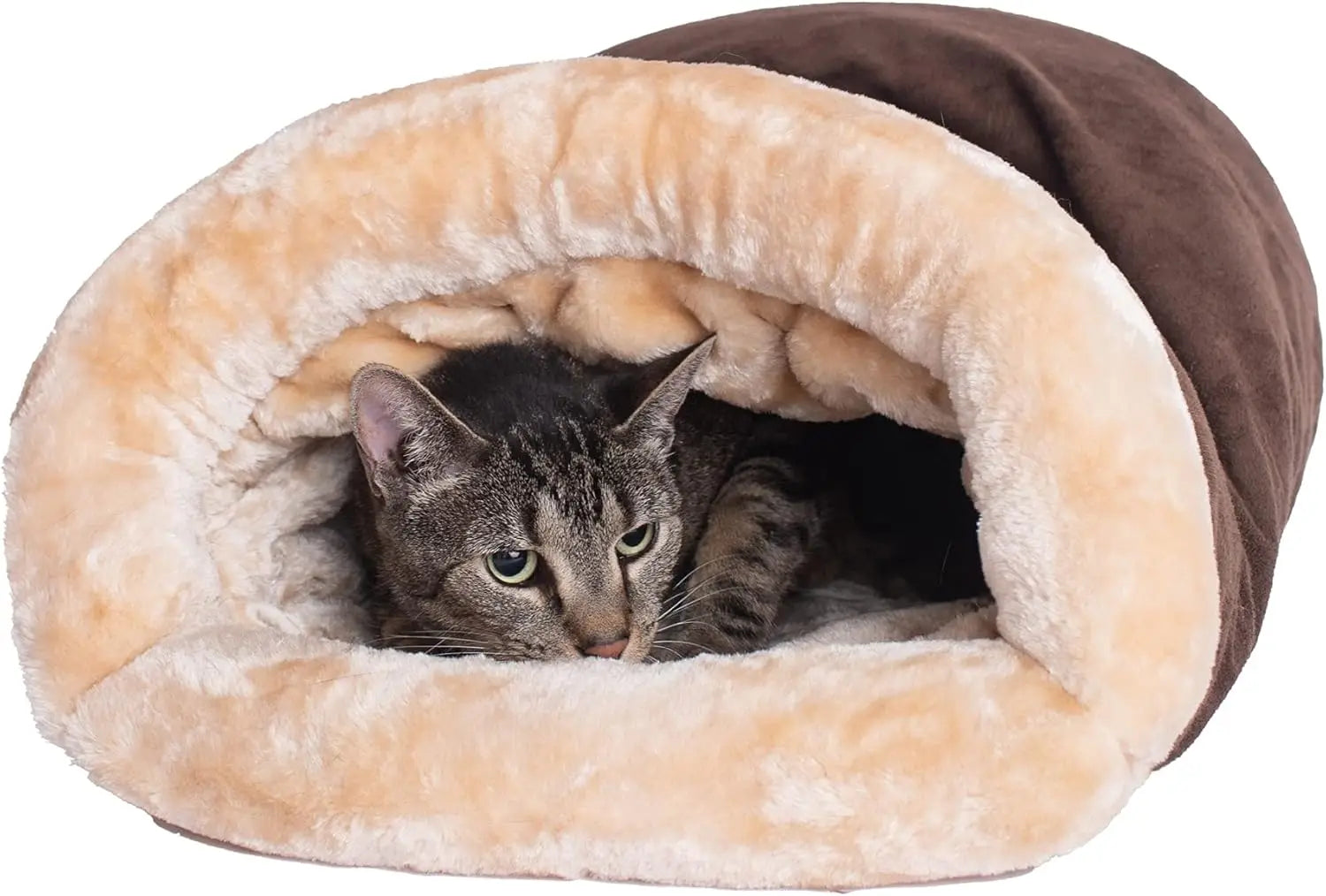 Cozy Semi-Enclosed Cat Sleeping Bag 25.6 x 18.9 in (65 x 48 cm) Washable Pet Nest for Small & Medium Cats