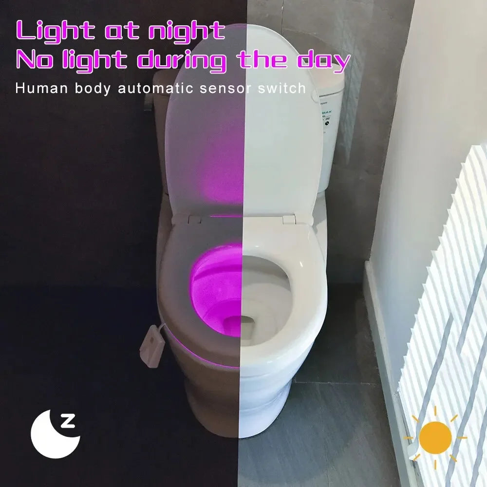 Motion Sensor Toilet Night Light 7-Color Rechargeable LED Toilet Bowl Nightlight with Star Projection