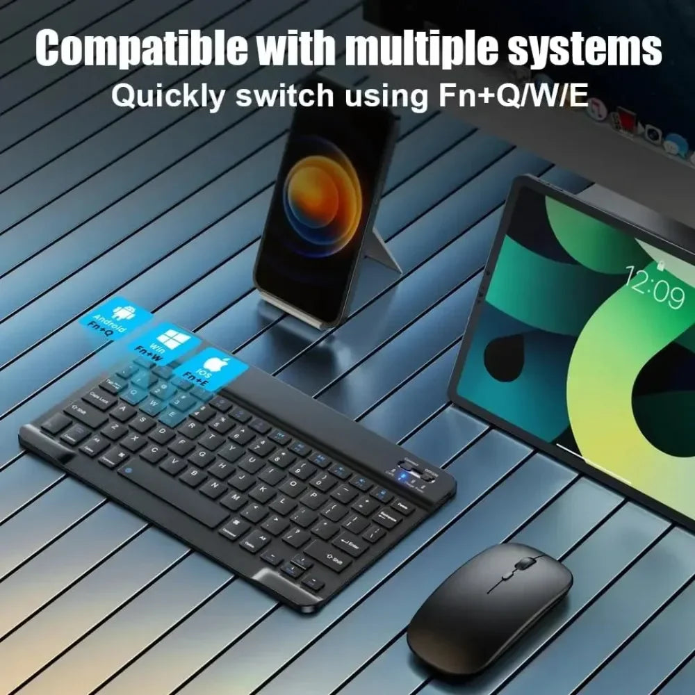 Bluetooth Compact 59-Key Wireless Keyboard for iPad Air/Pro/Mini & Tablets – Rechargeable, Micro USB, 7–13 Inch (17.8–33 cm) Compatible