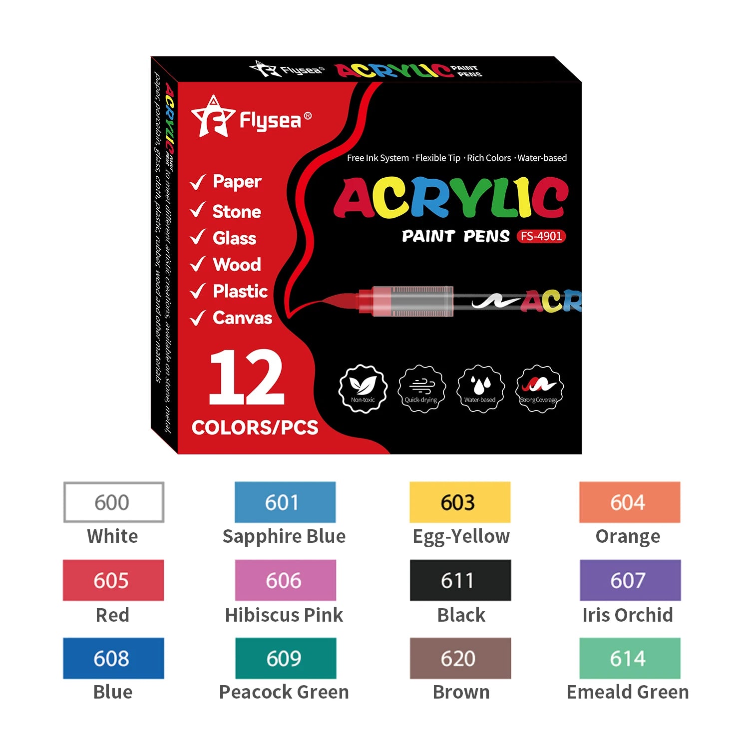 Acrylic Paint Brush Marker Set – Soft Brush Tip with Automatic Ink Control | Paint Pens for Wood, Stone, Glass, Canvas & Fabric