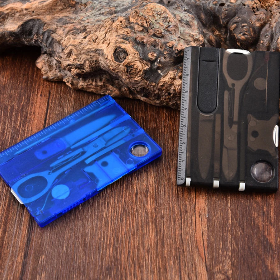 12-in-1 Credit Card Multi-Tool — Portable Pocket EDC Survival Tool for Hiking & Camping