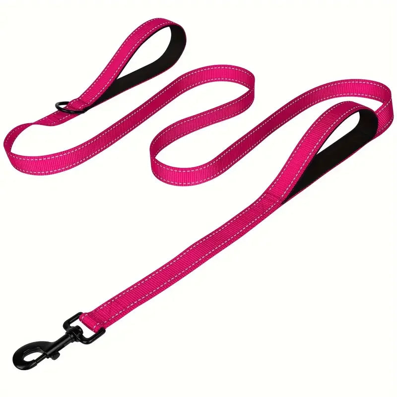 Heavy-Duty Double Handle Reflective Dog Leash for Large & Extra-Large Breeds
