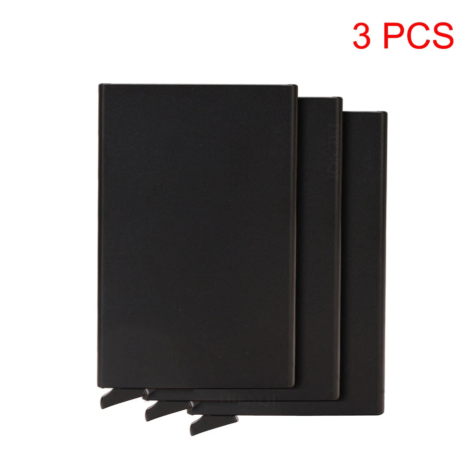 RFID Metal Pop-Up Card Holder Wallet – Slim Minimalist Small Black Unisex