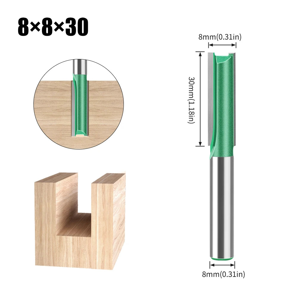Tungsten Carbide Router Bit 3-20mm (0.12-0.79 in) Diameter, 8mm (0.315 in) Shank, Single/Double Flute Straight Bit for Woodworking