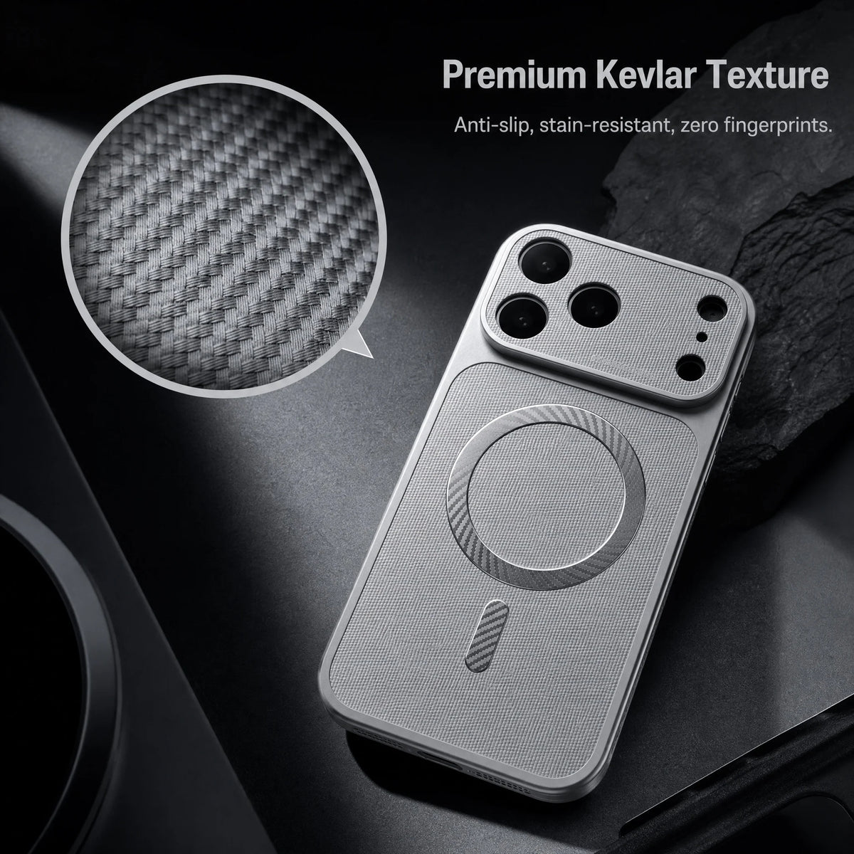 Woven Heat-Dissipation Magnetic MagSafe Phone Case - Shockproof PC+TPU Anti-Scratch Soft Cover for iPhone