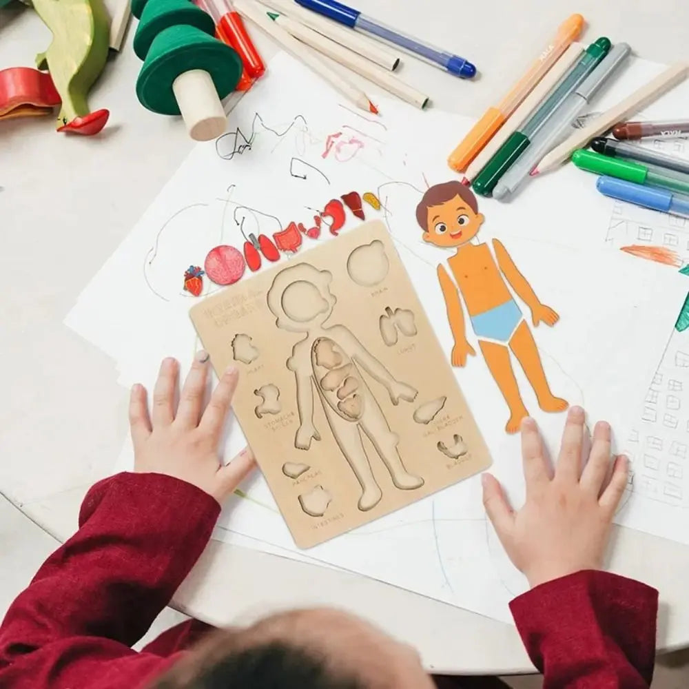 Montessori Wooden Human Body Puzzle Learning Board – Educational Anatomy Toy for Preschoolers & Kids (22.8 x 18 cm / 8.98 x 7.09 in)