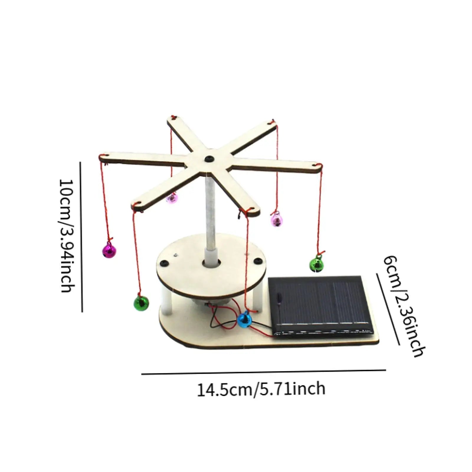 Solar-Powered DIY STEM Wooden Rotating Bell Science Experiment Kit for Kids Ages 3-6