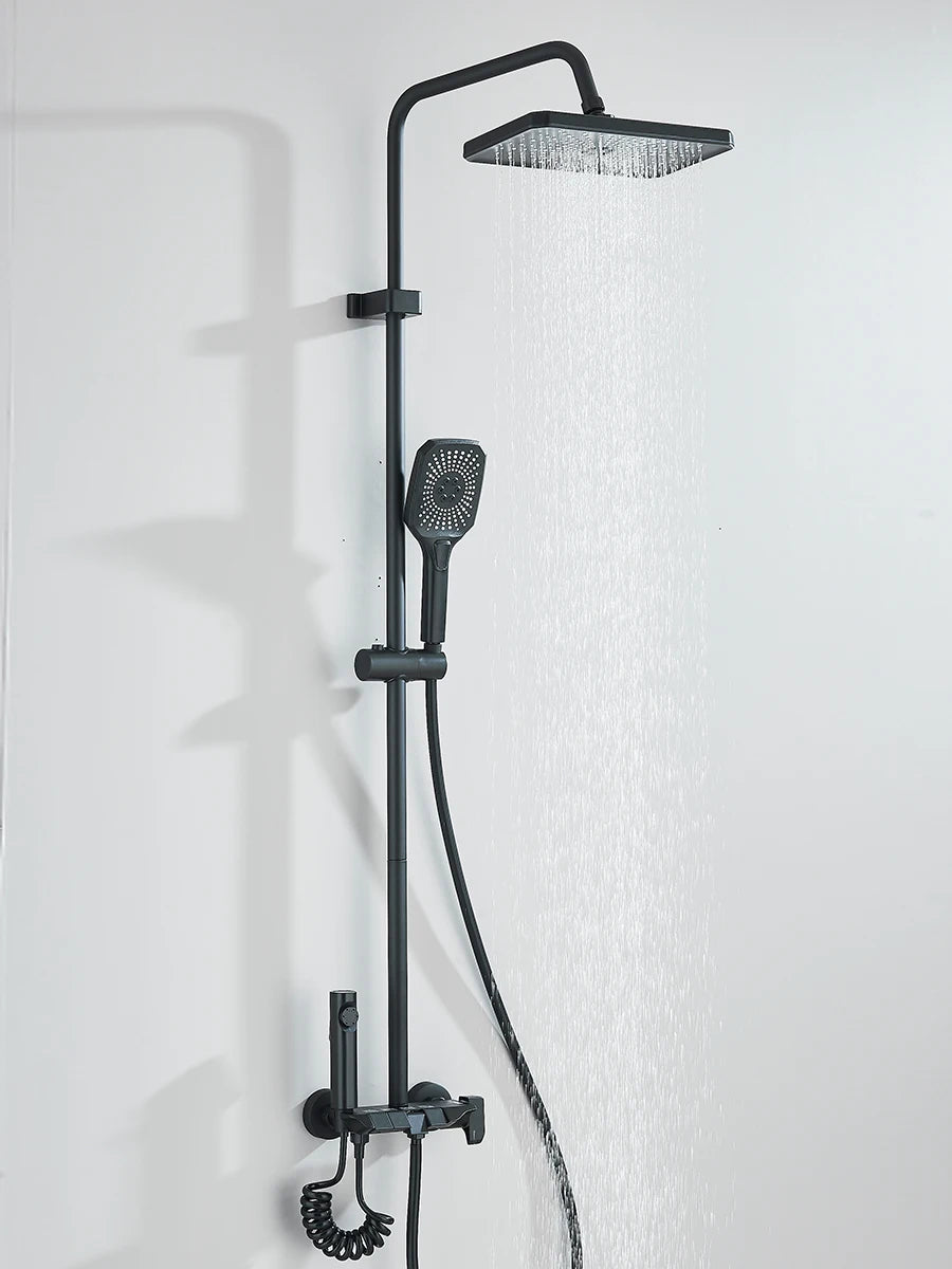 4-Way Piano Shower System with 16 in (400 mm+) Rain Shower & Bidet Faucet Hot/Cold Mixer Bathroom Kit