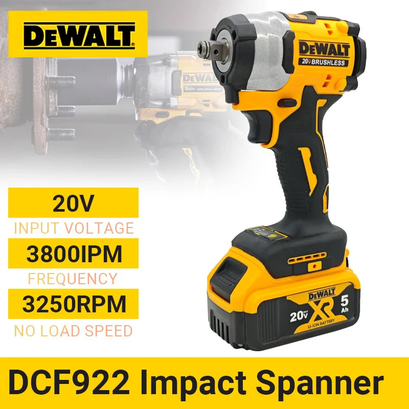 Cordless High-Torque Impact Wrench 1/2" (12.7 mm) Drive, 406 Nm (≈300 ft·lb), 2500 RPM, 20V Battery