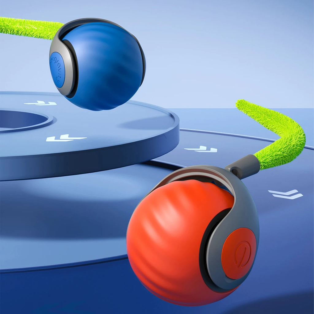 Interactive USB-C Rechargeable Rolling Cat Toy Ball 2.0 in (50 mm) with Replaceable Tail & Feather for Indoor Cats & Small Dogs