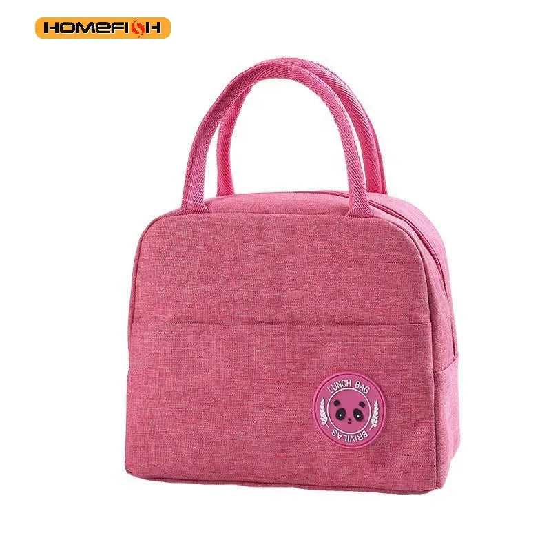 Insulated Bento Lunch Bag with Ice-Pack Pocket - Portable Thermal Cooler Tote for Students, Oxford Cloth