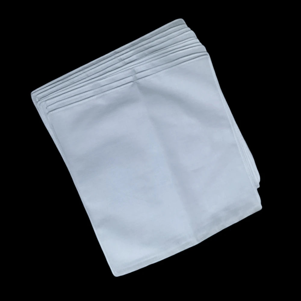 10-Pack 100% Cotton White Handkerchiefs 11 x 11 in (28 x 28 cm) Soft Washable Pocket Squares DIY