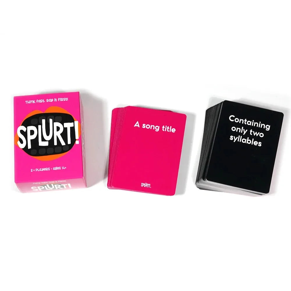 Splurt Think Fast Say It First Party Card Game – Portable Travel Pink Party Game for Family and Friends, Birthday Gift