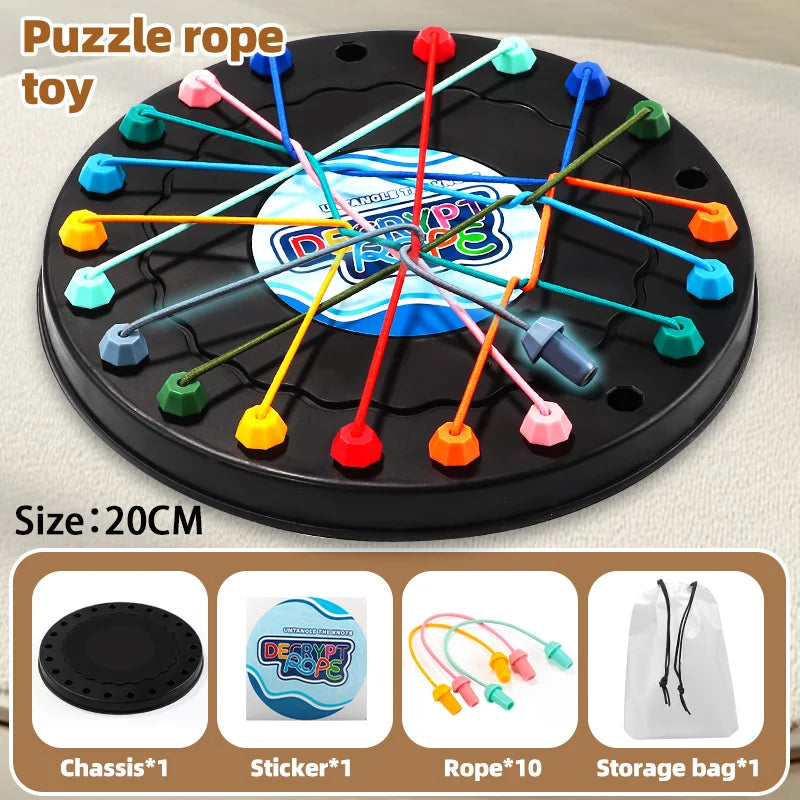 Rope Untangle Puzzle Game with 10 Elastic Ropes - Knot Brain Teaser & Family Travel Toy for Ages 14+