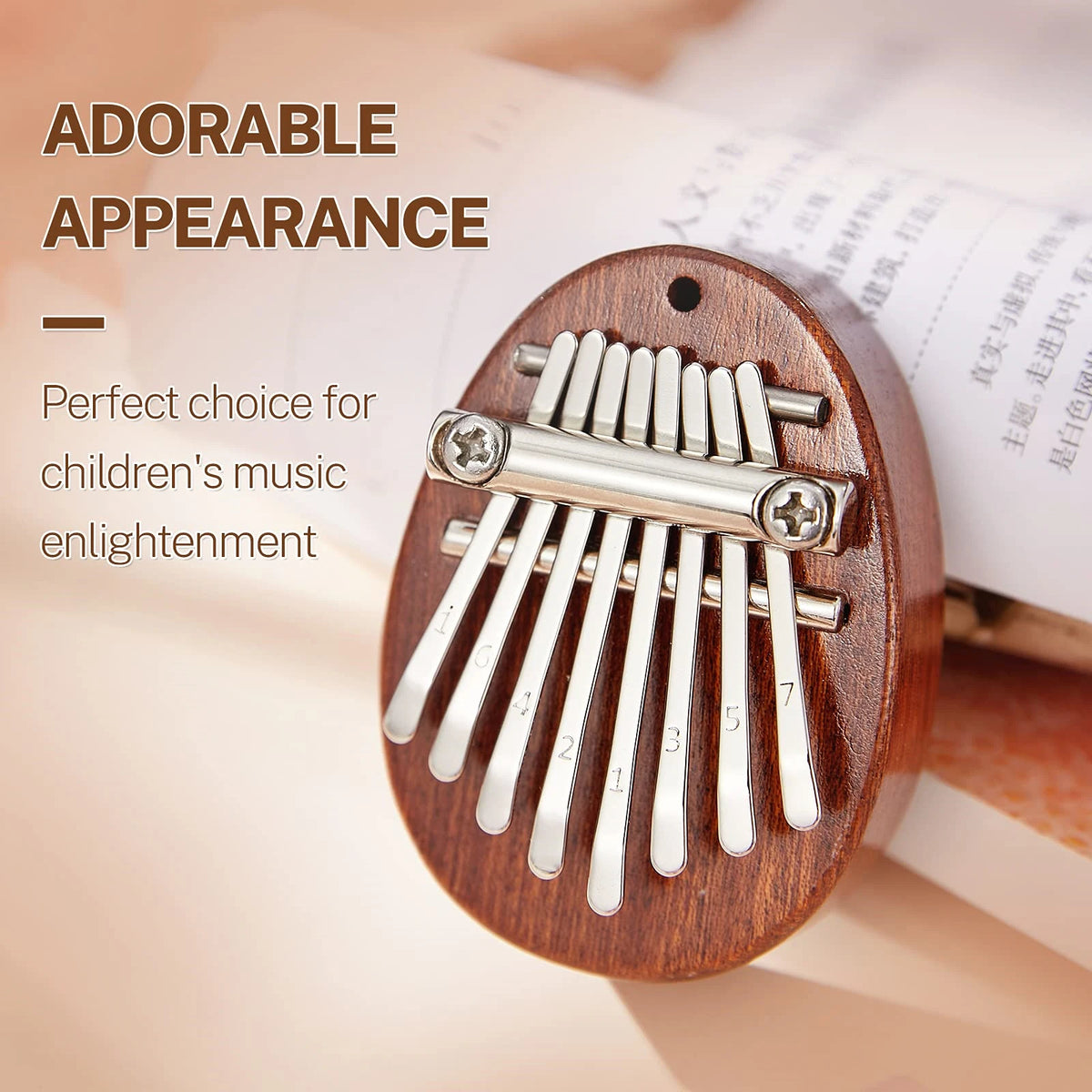 Mini 8-Key Kalimba Thumb Piano Waterdrop Design Portable with Lanyard Kids Gift