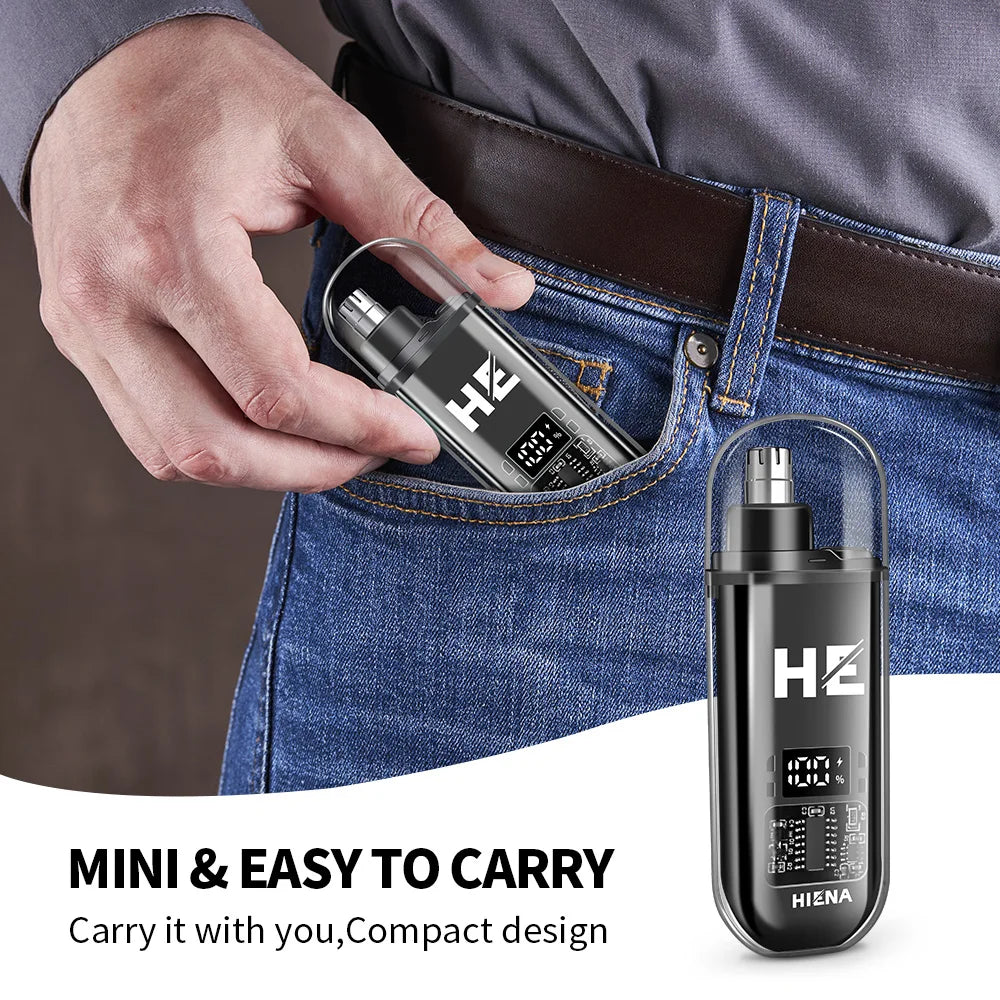 Portable Electric Nose & Ear Hair Trimmer for Men, Rechargeable Mini Pocket Eyebrow Clipper - Painless Grooming