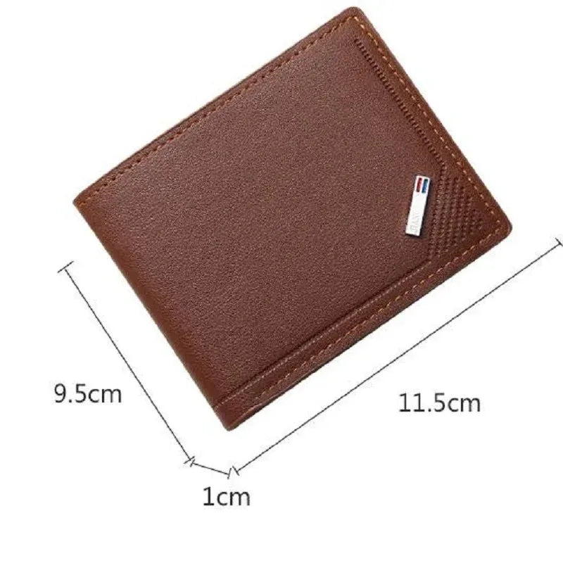 Men's Slim PU Leather Bifold Wallet – Compact 4.53 x 3.53 x 0.39 in (11.5 x 9 x 1 cm) Card Holder & Bill Compartment