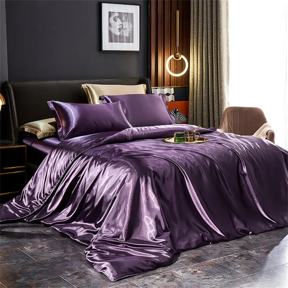 Luxury Silk-Feel Satin Bedding Set - Duvet Cover, Bed Sheet & Pillowcases - Twin/Full/Queen/King (3-5 Pc)