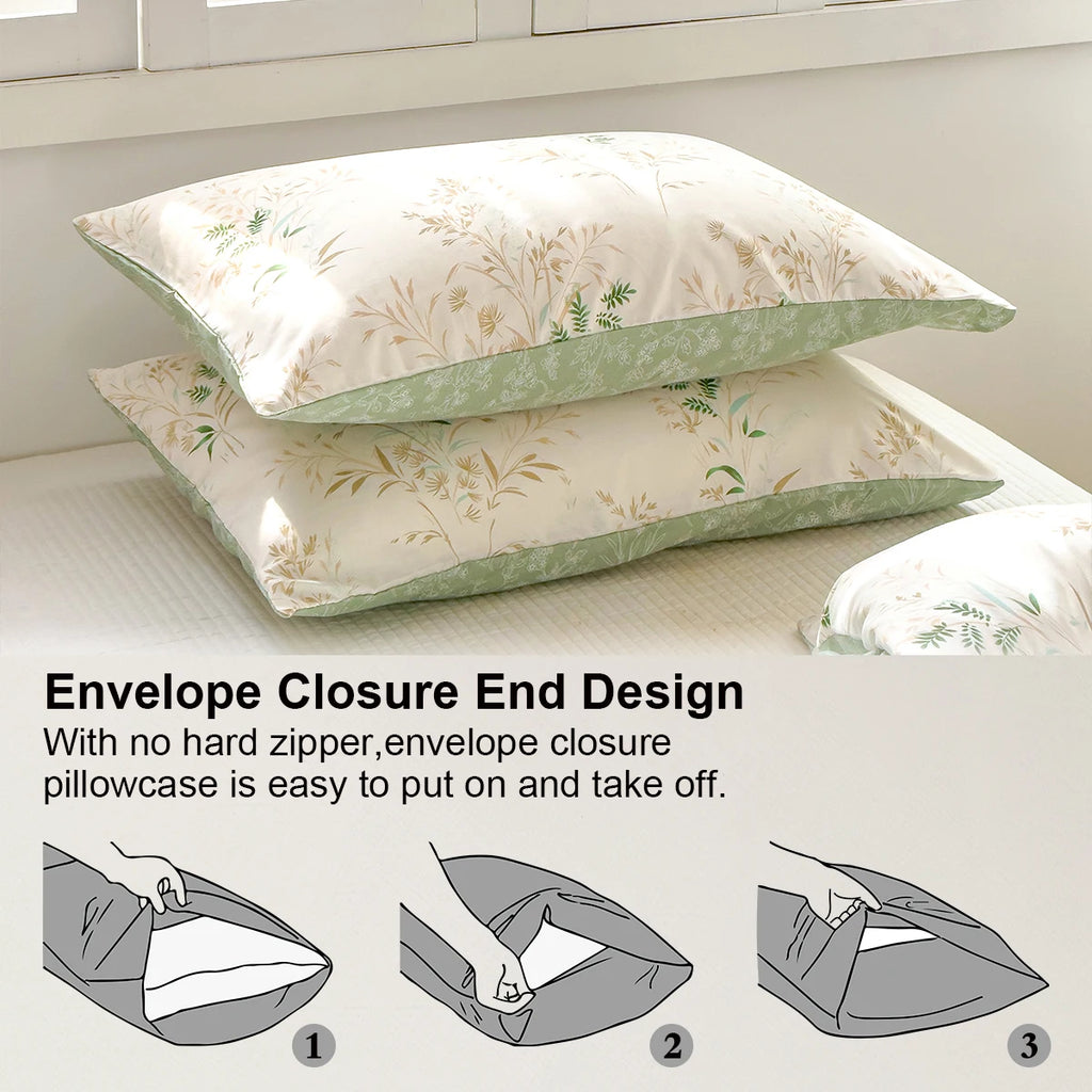 Elegant Floral Tea Art 3-Piece Duvet Cover Set - Soft Skin-Friendly Bedding (1 Duvet Cover + 2 Pillowcases), Multiple Sizes 1.0–2.0 m / 3.3–6.6 ft