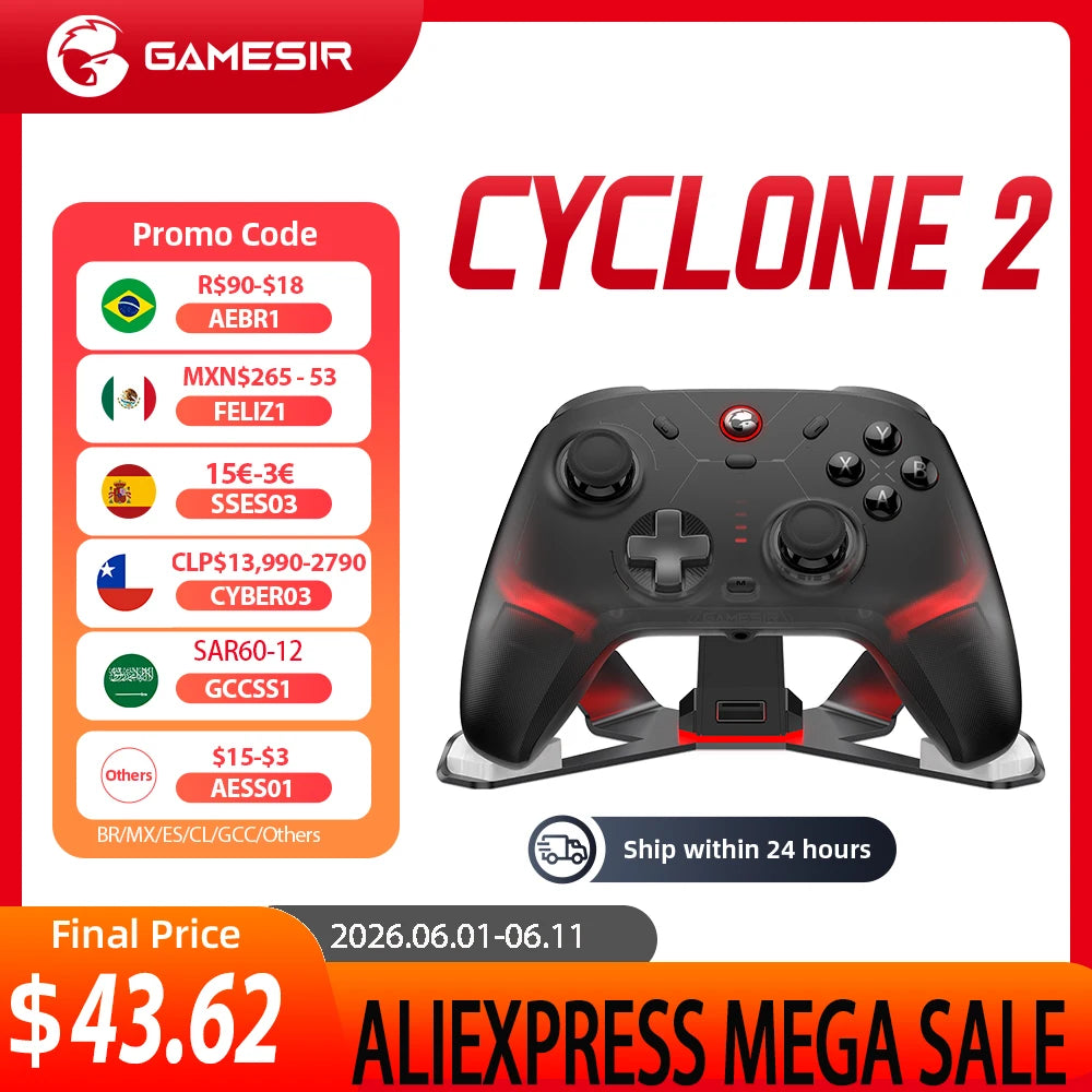 Wireless Game Controller with Hall-Effect Triggers for Nintendo Switch, PC, Steam, iOS & Android - Optional Charging Dock