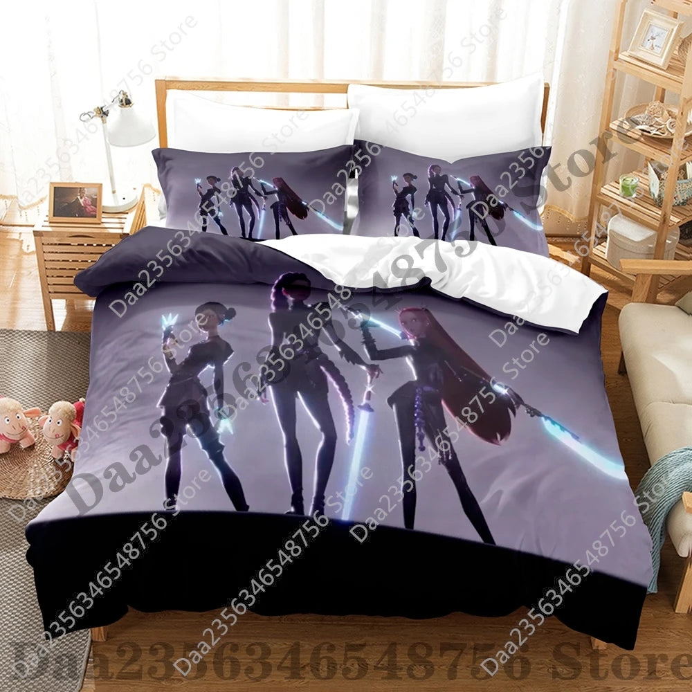K-Pop Demon Hunter Anime 3D Print Duvet Cover Set – Twin/Full/Queen/King 3-Piece Bedding (Duvet Cover + 2 Pillowcases)