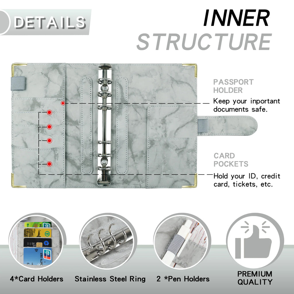 A6 Budget Binder Wallet Organizer — 12 Cash Envelopes, 12 Budget Sheets & 5 Label Stickers (7.84 x 5.2 in / 199 x 132 mm)