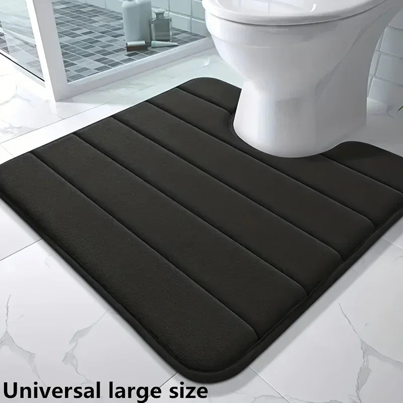 U-Shaped Toilet Mat - Memory Foam Bath Rug, Non-Slip Super Absorbent