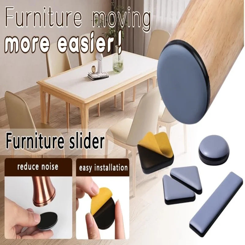 4-Pack Self-Adhesive Furniture Sliders PTFE Felt Floor Protectors - Anti-Scratch Glide Pads for Carpet, Wood, Tile