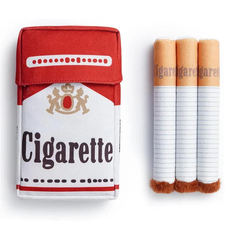 Funny Plush Squeaky Chew Toy Cigarette Design for Small & Medium Dogs, Interactive Pet Gift