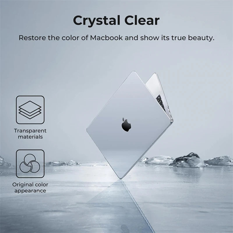 Clear Hard Shell Laptop Case for MacBook Air & Pro — Transparent Cover for 13/14/15/16-inch (33/36/38/41 cm)